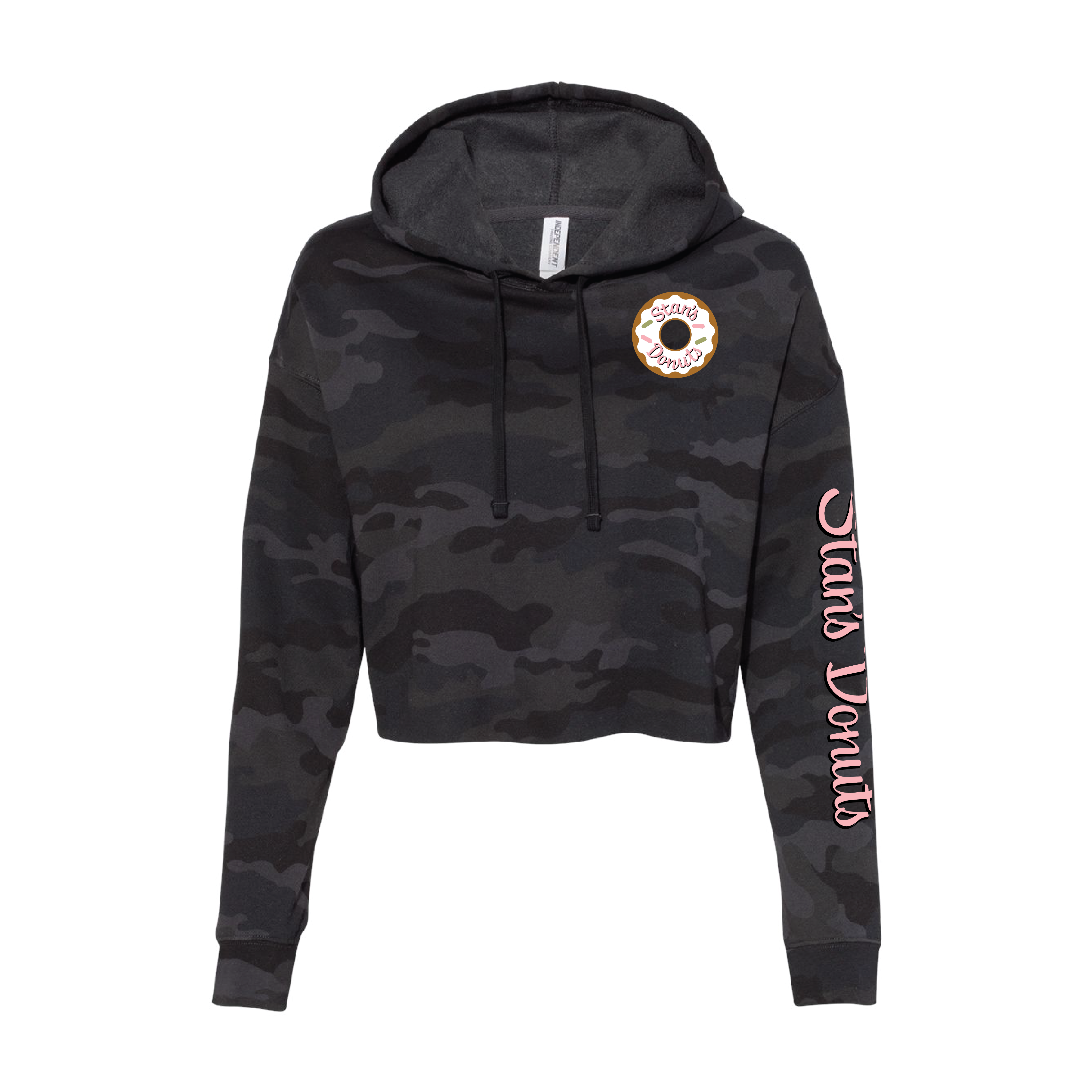 Black Camo Windbreaker Crop Hoodie