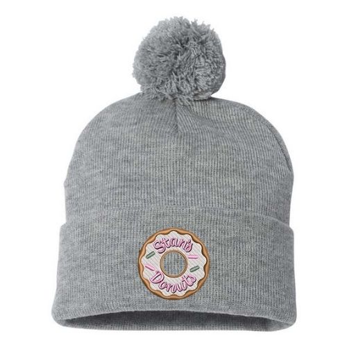 Grey pom fashion hat